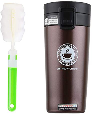 Vaso Termico Café Termo Taza Botella Taza Coche Acero Inoxidable Café Agua Thermos Frascos Termo Cafe Hermetico (Marrón)