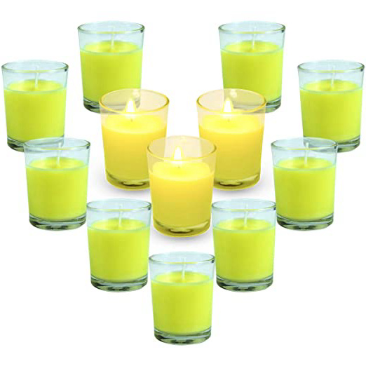 LA BELLEFÉE 12 x Velas de citronela 100% Cera de Soja en Frasco Citronella Candles de Vidrio Repelente de Insectos con Mosca Ideal para el hogar, la Cocina, el Aire Libre, el Regalo