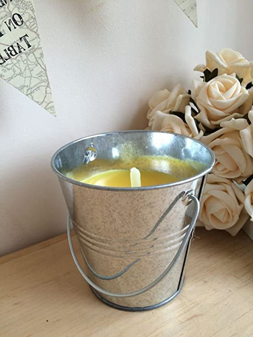 Homes on Trend Citronella Candle 07936 - Vela de citronela con Cubo de Acero Color Plateado, 10 x 10 cm