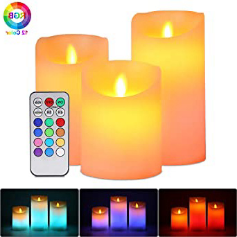 Velas de LED sin Llama, ALED LIGHT Pack de 3 Blanco Cálido más Multicolores Velas Electricas de Cera Reales con Mando a Distancia y Temporizador Velas Decorativas de pilas para Decoración, Bodas
