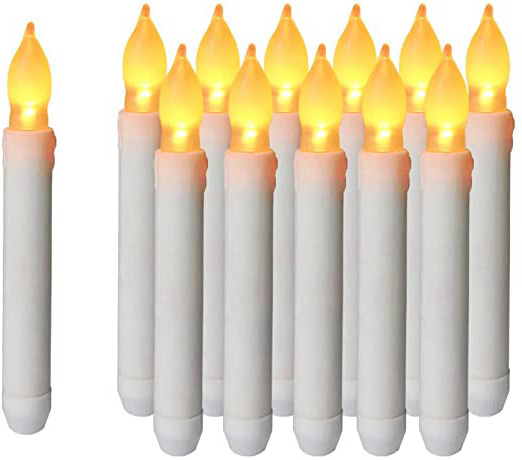 Cotek Luz de velas LED sin llama, 12PCS Velas cónicas de Navidad LED con pilas para iglesias de cumpleaños de boda y decoraciones de fiesta