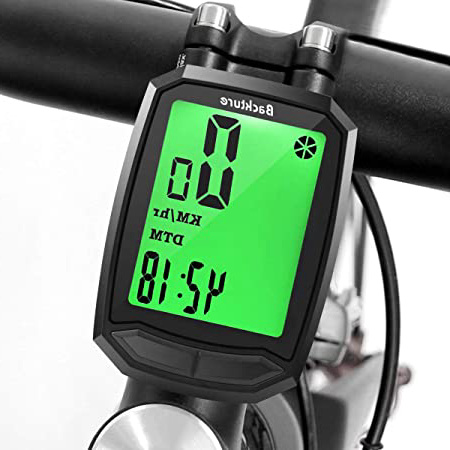 BACKTURE Cuentakilómetros para Bicicleta, Velocímetro inalámbrico para Bicicleta con Pantalla LCD de retroiluminación, Impermeable, Sueño Automático