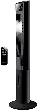 Taurus TMF1500 - Ventilador de torre con nebulizador de agua, Oscilante, 120 cm de altura, 3 velocidades, 3 modos de funcionamiento, Temporizador 12 horas, Mando a distancia, 90W