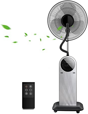 Aigostar Forest Mist 33JTU - Ventilador de pie oscilante con nebulizador de agua, mando a distancia, función ionizador de aire, pantalla led, temporizador, 95W, 3 modos y velocidades.