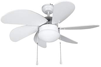 Orbegozo CP 15076 B - Ventilador de techo con luz, 6 aspas de madera, silencioso, 3 velocidades de ventilación, 80 cm de diámetro, 50 W de potencia