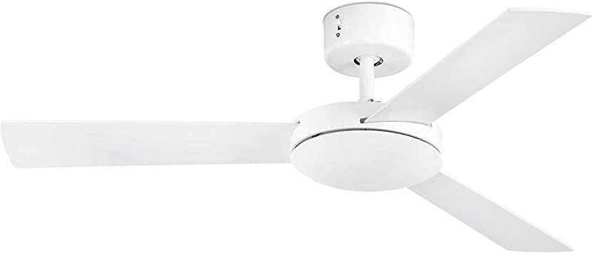 Faro Barcelona 33603 - MINI MALLORCA Ventilador de techo sin luz, metal y palas mdf reversibles blanco/arce, color blanco