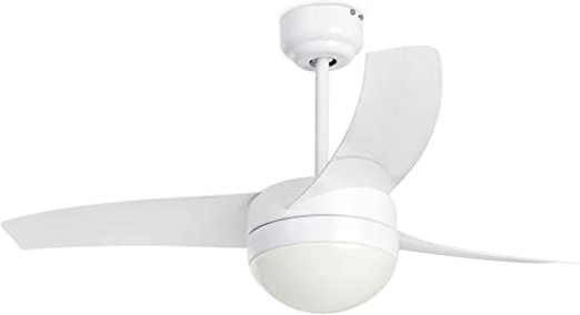 Faro Barcelona 33415 - EASY Ventilador de techo con luz, 15W, acero, palas de abs y difusor de cristal opal, color blanco