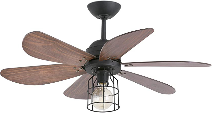 Faro Barcelona 33703 - CHICAGO Ventilador de techo con luz ø90cms 6 palas negro 1xe27 60w