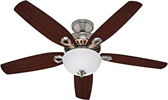 Hunter Fan Builder Deluxe Ventilador de techo con luz níquel pulido E14, 60 W, 132 cm