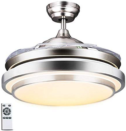 Luz del ventilador de techo con luz Fan control remoto Chandelier,Modern Fashion Retractable Blades Ventilador de techo,42inch,72W, interior hogar Iluminación de techo para sala de estar Dormitorio