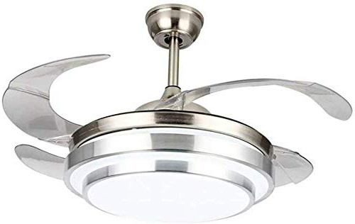 OUKANING Ventilador de techo con iluminación y mando a distancia, 3 colores de luz, 36 W, LED, lámpara de techo, alas plegables, 42 pulgadas, lámpara de techo moderna para dormitorio, salón, comedor