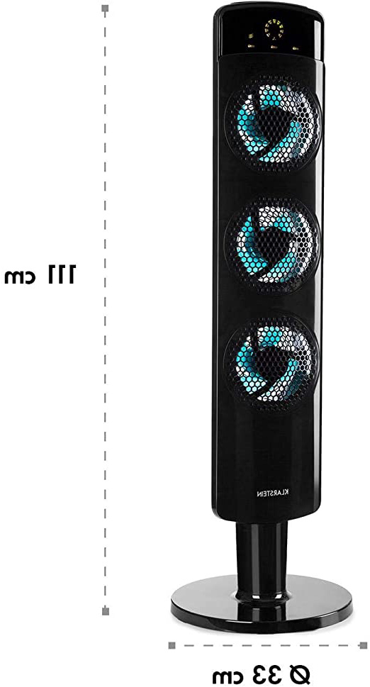 Klarstein Skyscraper Tri-Air Black Edition - Ventilador de Columna, 630m³/h, 59dB, 40W, Timer de Apagado, Oscilador Opcional de 80°, Inclinable, Control Remoto, Diseño Vertical, Negro