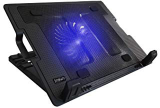 Ewent EW1258 Base de refrigeración para ordenador portátil de 12 a 17 pulgadas con 2 puertos USB, 1 ventiladores, luz LED azul, selección de angulo de vista