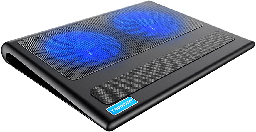 TECKNET Base de Refrigeración para Ordenador Portátil con 2 Ventiladores Silenciosos y Potencias (9-16 Pulgadas, iluminación LED, 2 USB)