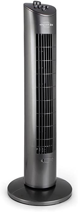 Orbegozo TW 0850 – Ventilador de torre con temporizador, bandeja para esencias, 3 velocidades, movimiento oscilante y 60 W de potencia