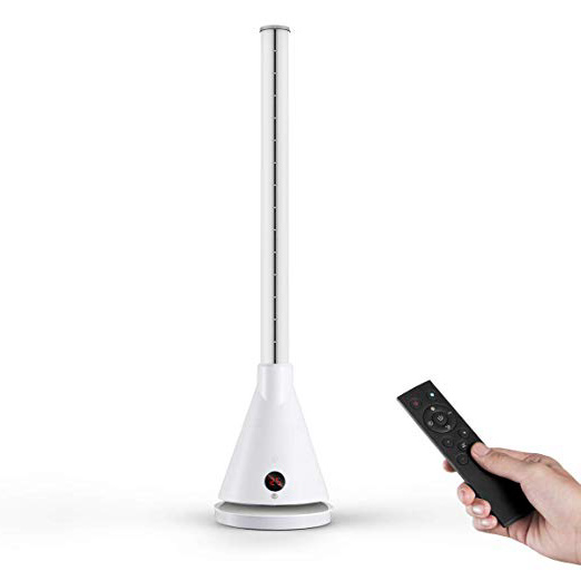 U ULTTY Ventilador Aire Frio, Ventilador Torre Aire Frio sin aspas para circularmente de Aire Control Remoto y oscilante de 40 Pulgadas,Blanco