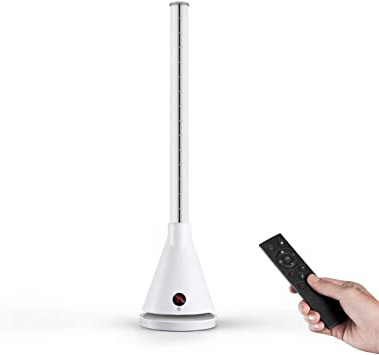 U ULTTY Calefactor de Aire Caliente Ceramico Ventilador de Torre Aire Frio y Cálido sin Apas con Mando a Distancia, Oscilante, Termostato, 2000W Blanco