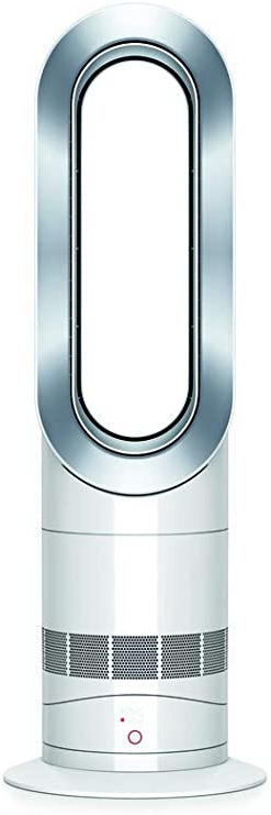 Dyson Air Multiplier AM09 Hot + Cool - Ventilador / calefactor de mesa, tecnología Jet Focus, control remoto de potencia, seguro, color blanco y plata