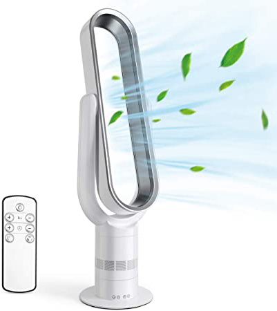 Acoolir Ventilador sin Aspas Silencioso de Viento Natural Saludable de Circulació 10 Velocidades Oscilación de 90° Temporizador de Sueño Inteligente Control Remoto de 6 m Seguro para Niños Silencio