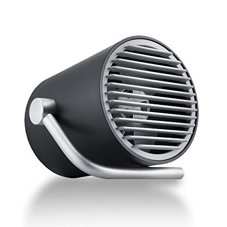Fancii Ventilador USB Pequeño de Mesa para Personal Portátil de Escritorio con Aspas Gemelas Turbo, Tecnología Silenciosa de Circulación del Aire Ciclónico, Negro