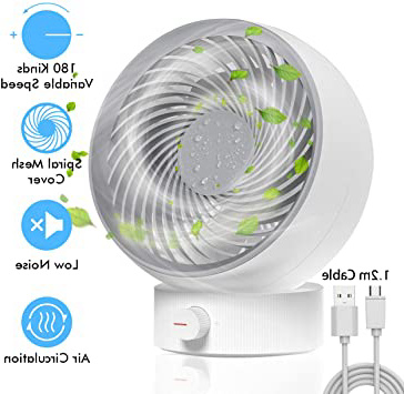 TedGem Ventilador, Ventilador USB Ventilador de Mesa Mini Ventilador USB Silencioso 180 Tipos Velocidad del Viento, Puede Ajustar hacia Arriba y hacia Abajo 20 °, para Oficina/Hogar/Viajar (Blanco)