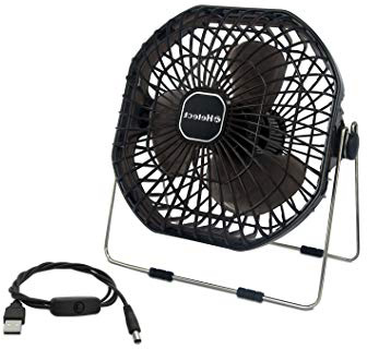 Helect 18cm Portátil Mini Ventilador USB de Mesa, Ruido Bajo, Interruptor de Encendido/Apagado, Negro