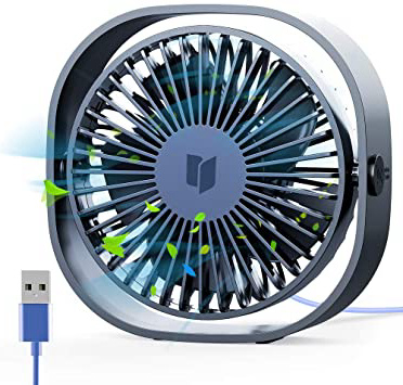 RATEL Ventilador de Mesa USB, Ventilador de Escritorio 12.5 cm Use con Cable de 1.2 metros, portátil y Personal para el hogar yla Oficina Silencioso y Potente, lo enfría en el Verano Caliente Azul