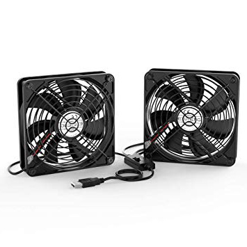 ELUTENG Ventilador USB Doble 12cm Fan Portatil 5V 0.3A Ventilador PC USB 2 In 1 con Parrilla de Metal USB Fan Ventilador 120mm para Laptop/Receptor/Armario AV