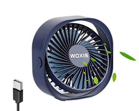 RIXOW Ventilador USB, Mini Ventilador USB de Mesa Silencioso, Ventilador PC Giratorio Personal Portátil, Ideal para Oficina/Hogar/Viajar/Acampar, 3 Velocidades, Alimentado por USB