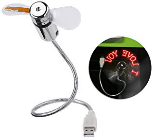 PIXNOR Flexible Mini USB LED destella ventilador programable palabras edición para PC Laptop Notebook escritorio