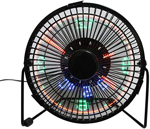 Contador LED programable Mensajes DIY ventilador de refrigeración, Desk USB LED reloj Ventilador (mrf-002), negro, 6inch