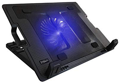 Ewent EW1258 Base de refrigeración para ordenador portátil de 12 a 17 pulgadas con 2 puertos USB, 1 ventiladores, luz LED azul, selección de angulo de vista