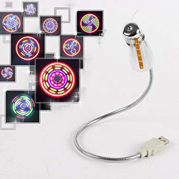 PIXNOR LED Ventilador USB con multicolor LED Luz para PC Portátil Laptop Notebook (Plata)
