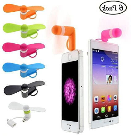 Swallowzy Mini USB Ventilador 2 en 1 portátil Ventiladores de teléfono celular Cooling Cooler para iPhone / iPad Android, paquete de 6 unidades