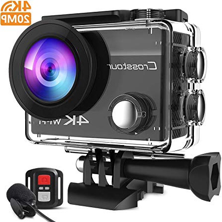 Crosstour CT8500 Cámara Deportiva 4K Wi-Fi 20MP (Cámara de Accion Acuatica de 40M con Micrófono Externo y Control Remoto, Funciones EIS Anti-Vibración y 20 Kits de Montaje de Accesorios)