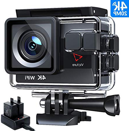 Victure Cámara Deportiva WiFi 4k Ultra HD 20MP Cámara de Acción Acuatica de 40M con 2 Baterías y Cargador Externo, Funciones Anti-Shaking y Time Lapse para Deporte Esquí Patinaje Moto Bicicleta Casco