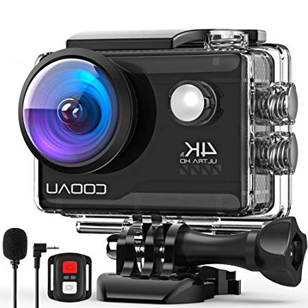 COOAU Cámara Deportiva 4K WiFi 20MP Camara Acción Sumergible Agua de 40M con Control Remoto y Micrófono Externo, Camara Acuática con 2 Baterías de 1200 mAh y Varios Kits para Bicicleta Casco Buceo (2)