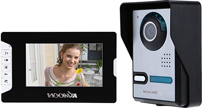 KKmoon 7 Pulgadas Videoportero Cableado, Pantalla Táctil TFT LCD a Color, 16 Melodía Opcional, Volumen/Brillo/Contraste Ajustables, Intercomunicador Visual, Desbloqueo, Visión Nocturna, Impermeable