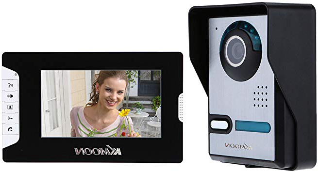 KKmoon 7 Pulgadas Videoportero Cableado, Pantalla Táctil TFT LCD a Color, 16 Melodía Opcional, Volumen/Brillo/Contraste Ajustables, Intercomunicador Visual, Desbloqueo, Visión Nocturna, Impermeable