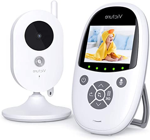 Victure Vigilabebés Inalambrico con Cámara,Monitor de Bebé Visión Nocturna Pantalla LCD de 2.4" Cámara linalámbrica Sensor de Temperatura de Conversación Bidireccional VOX Auto Wake-up