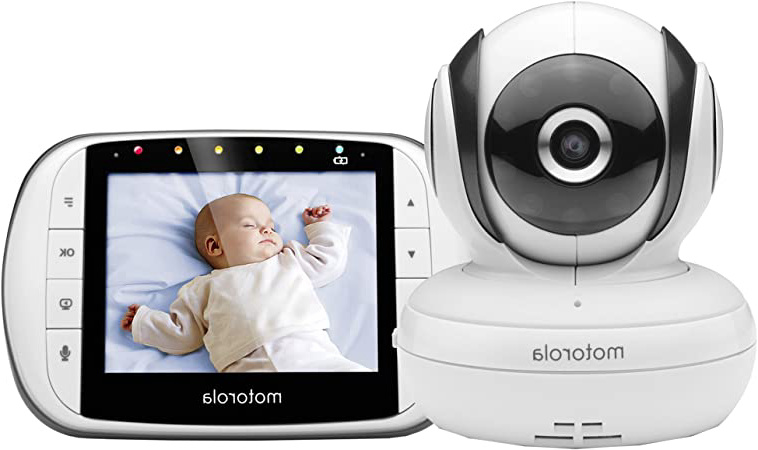 Motorola Baby MBP 36S/SC - Vigilabebés Vídeo con Pantalla LCD a Color de 3.5", Modo Eco y Visión Nocturna, Blanco