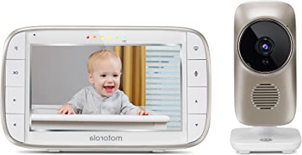 Motorola MBP 845 Connect - Vigilabebés vídeo Wi-Fi con pantalla LCD a color de 5.0", modo eco, alertas para movimiento, sonido y temperatura ambiente, color blanco