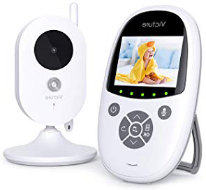 Victure Vigilabebés Inalambrico con Cámara,Monitor de Bebé Visión nocturna Pantalla LCD de 2.4"Cámara linalámbrica Sensor de Temperatura de Conversación Bidireccional VOX Auto Wake-up