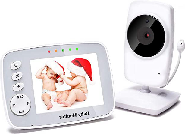 NWOUIIAY Vigilabebés Inalámbrico Monitor de Bebé Inteligente con Pantalla LCD 3.2" y Cámara con Visión Nocturna Comunicación Bidireccional
