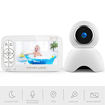 Vigilabebés con Cámara, BOIFUN Bebé Monitor Inalambrico Inteligente con Pantalla LCD HD de 5", Acercarse, Cámara Gira Automáticamente, Visión Nocturna, Modo de Dormir, Comunicación Bidireccional