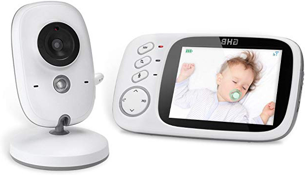 GHB Vigilabebés Inalambrico Bebé Monitor Inteligente con LCD 3.2" y Cámara Visión Nocturna