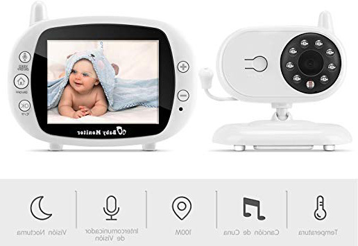 Vigilabebés Inalámbrico, BOIFUN Bebé Monitor Inteligente con Pantalla LCD 3.5", Cámara Vigilancia Bebe, Visión Nocturna, Monitoreo de Temperatura, Comunicación Bidireccional - Ampliable a 4 Cameras