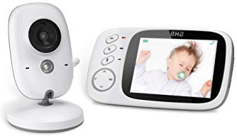 GHB Vigilabebés Inalambrico Bebé Monitor Inteligente con LCD 3.2" y Cámara Visión Nocturna