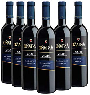 Antaño Vino Tinto D.O Rioja, Crianza de 12 Meses, Volumen de Alcohol 13.5% - 6 Botellas x 750 ml - Total: 4500 ml