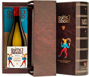 CAMINO DE CABRAS Estuche regalo - vino blanco - Albariño Rias Baixas - Producto Gourmet – caja de vino - Vino bueno para regalo - 1 botella x 75cl